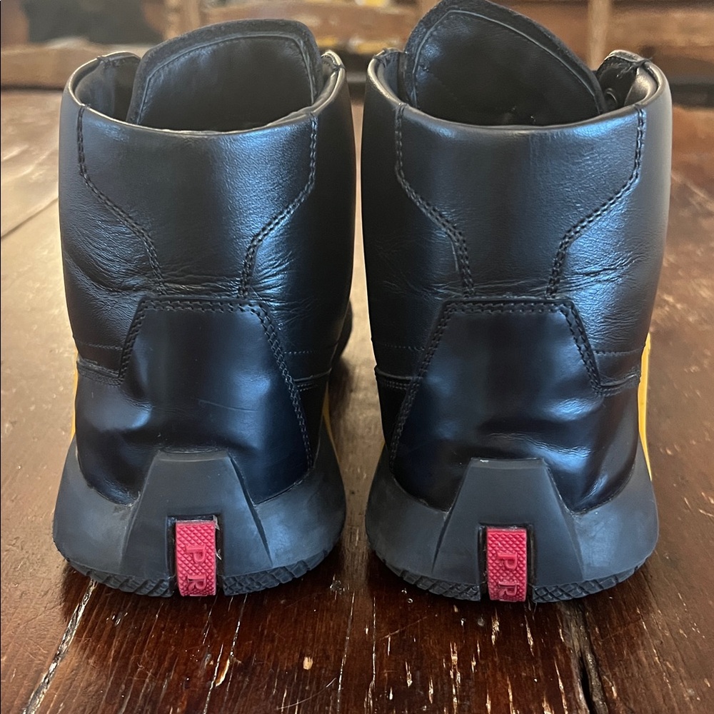 Prada Sport High Top Black Leather Sneakers - Picture 5 of 12